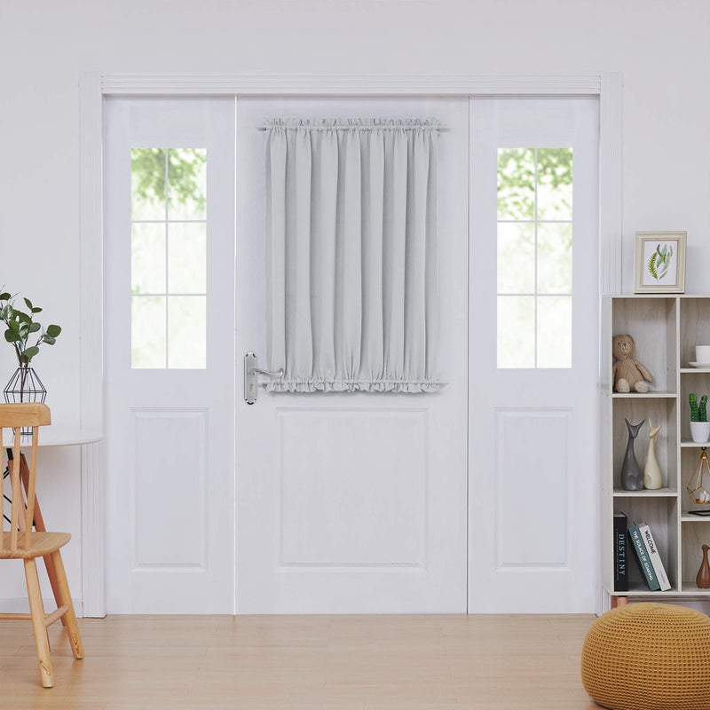 Deconovo Blackout Door Curtain for Glass Doors & Sidelights, Thermal Insulated Privacy Panel with Dual Rod Pockets & Adjustable Tieback, Machineâ€‘Washable Curtain (54W x 40L, Silver Grey, 1 Panel) - Image 1